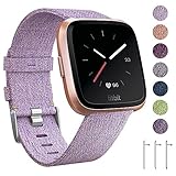 EZCO Compatible Fitbit Versa Bands, Woven Fabric Breathable Watch Strap Quick Release Replacement Wristband Accessories Compatible Fitbit Versa Smart Watch Women Man