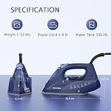 BEAUTURAL 2800W Steam Iron, Ceramic Soleplate, 3-Way Auto-Off, Blue view 6