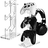 Controller Stand 3 Tiers , Universal Controller Holder Headphone Stand, Headset Holder, Acrylic Controller Display Stand Compatible with Xbox, PS5, PS4, NS - Ideal Desk Mount for Gamers,Transparent