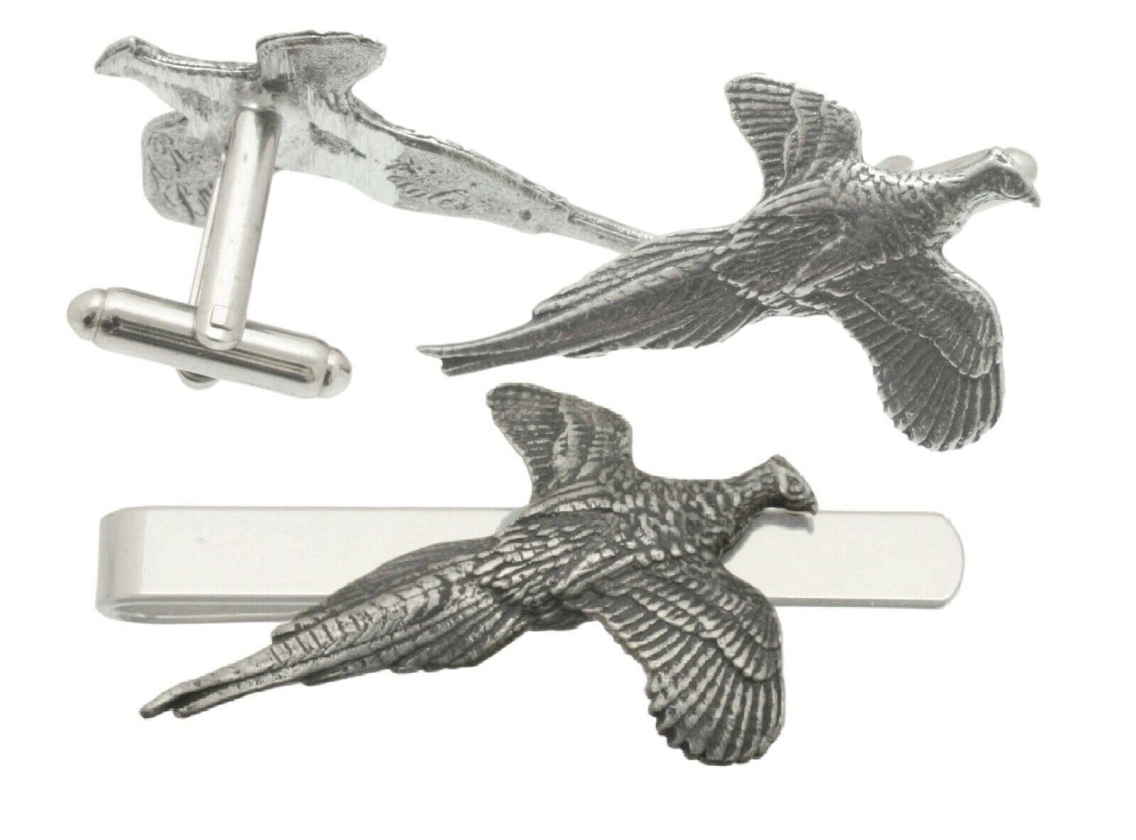 Pheasant Cufflinks and Tie Clip Slide Shooting Gift Set