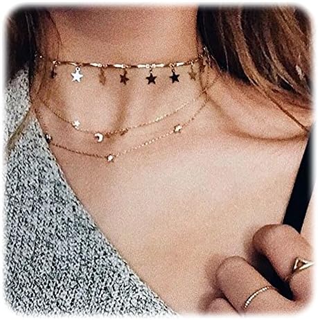 Wowanoo Choker Necklace Set Multilayer Layers Chain Clavicle Necklace Jewelry for Women