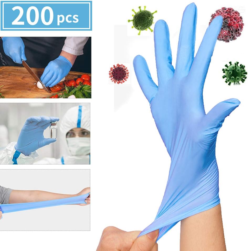 CUH Nitrile Gloves, 200 Count, 3 Sizes, Latex Free, Powder Free, Textured, Disposable, Non-Sterile, Medium