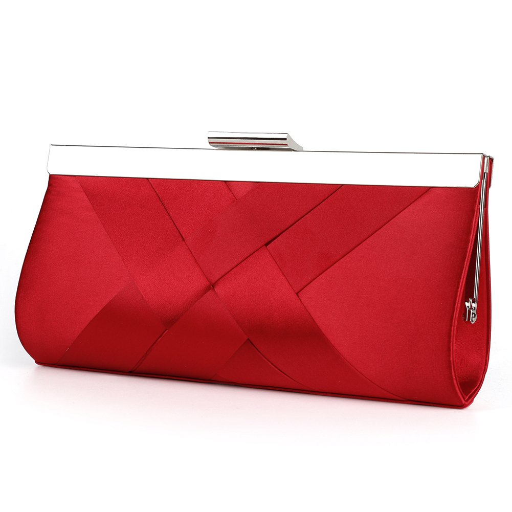 Bidear Satin Evening Bag Clutch, Party Purse, Wedding Handbag with