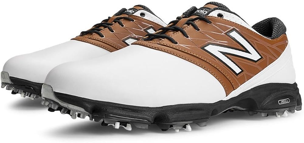 New Balance Men's NBG2001 Golf Shoe, Size: 16 Width: D Color: White/Brown: Buy Online at Low 