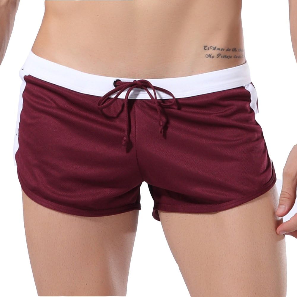 Karin Beckett shop Men’s Shorts Causal Loose G-Cup String Boxer Sport Shorts Pants (S, Coffee)