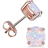 CERSLIMO Multi Colors fire Opal Stud Earrings Birthstone Earrings For Women 8mm