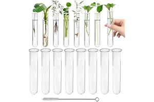 16 PCS Clear Test Tubes for Plant,Ywbfove 12cm Acrylic Test Tubes,for Hydroponic Plants, Flowers, Home Office Wall Decor