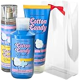 Bath & Body Works COTTON CANDY CLOUDS Fine Fragrance Mist, Ultimate Hydration Body Cream & Body Wash 3pc Gift Set with a Red Bow for Holidays – Full Size