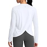 SANTINY Women's Lightweight Long Sleeve Workout Tops Split Back Gym Running Hiking Athletic Shirt Quick Dry UPF 50+ Sun Shirt