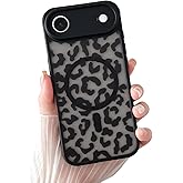 Yeddabox Compatible for iPhone 17 Air Case with MagSafe, Leopard Phone Case for Women Girls, Slim Shockproof Soft TPU Bumper Hard PC Back Phone Case - Black Leopard