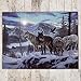 BANBERRY DESIGNS Wolves LED Lighted Sun Canvas Print Home Decor - Wolves Crossing a Frozen Snowy Winter Forest with Majestic Mountain Landscape - 16x12 Inch