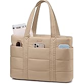 LOVEVOOK Tote Bag for Women, Large Puffer Work Tote Bag for 15.6 Inch Laptop, Lightweight Travel Tote with Zipper Gifts for Women