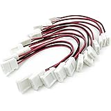 HitLights LED Light Strip Connector, 8mm Single Color 3528 - 6 Inch Any Angle Strip to Strip, 12 Pack
