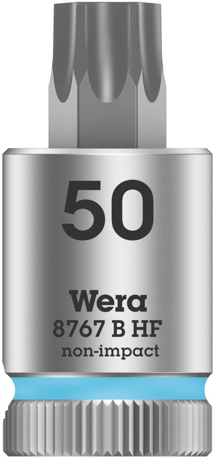 Wera 05003072001 8767 B Holding Function Torx Zyklop Bit-Socket, Cyan, 3/8-Inch, TX 50 x 38 mm