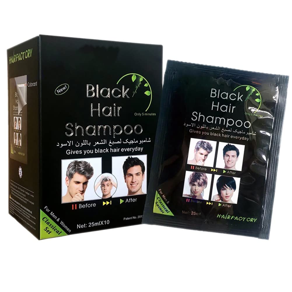 Instant Hair Dye for Men Women- Black Hair Shampoo -Black Color - Simple to Use - Last 30 days - Natural Ingredients