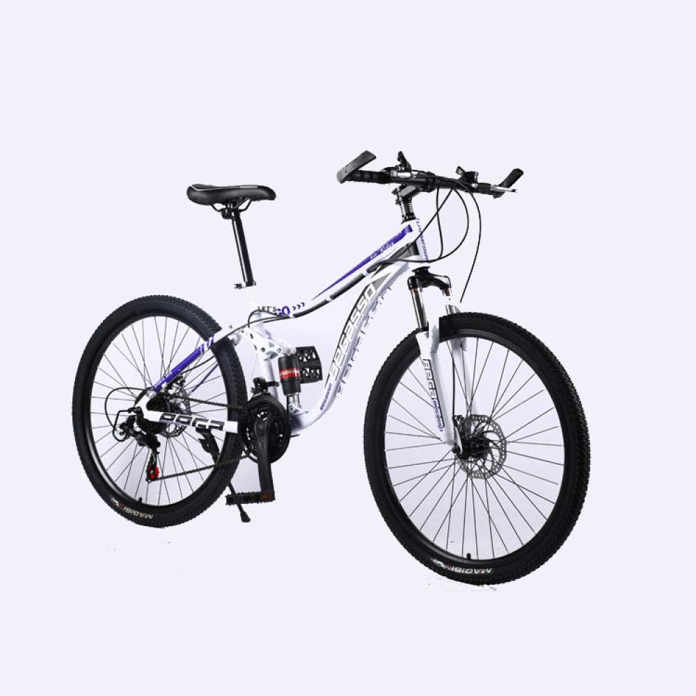 PengYuCheng Full suspension mountain bike 24 speed bicycle 26 inch men's mountain bike disc brake city bicycle, fully adjustable front and rear suspension, off-road bicycle