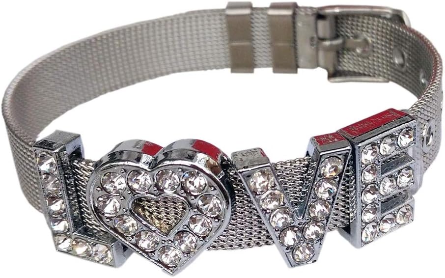 Arlai DIY Stainless Steel Wristbands - 10 mm Love Letters Rhinestone, Valentine's Day Gifts