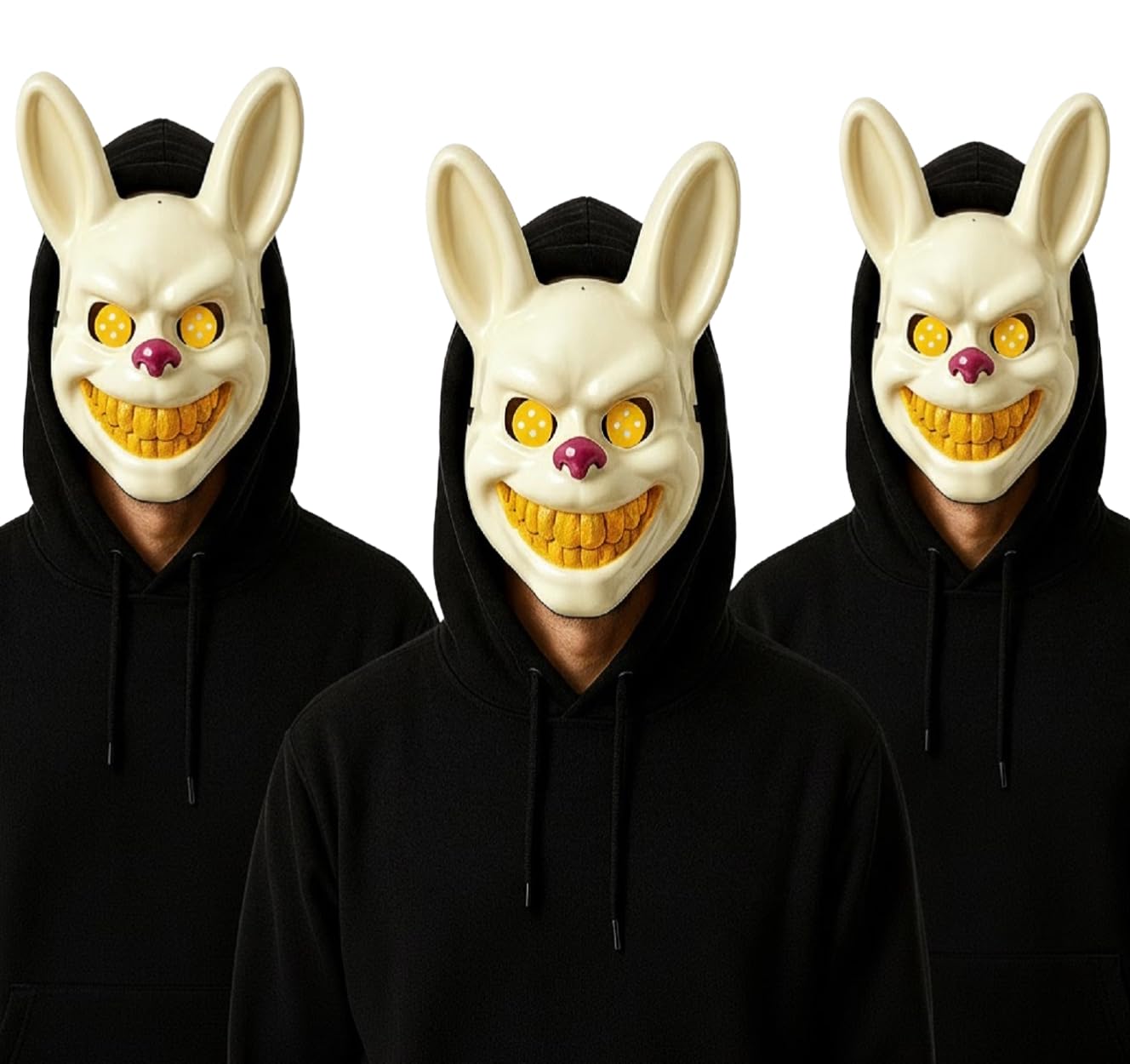 Komonee 3 x Rabbit White Mask Adult Halloween Costume Party Unisex Fancy Dress Outfit