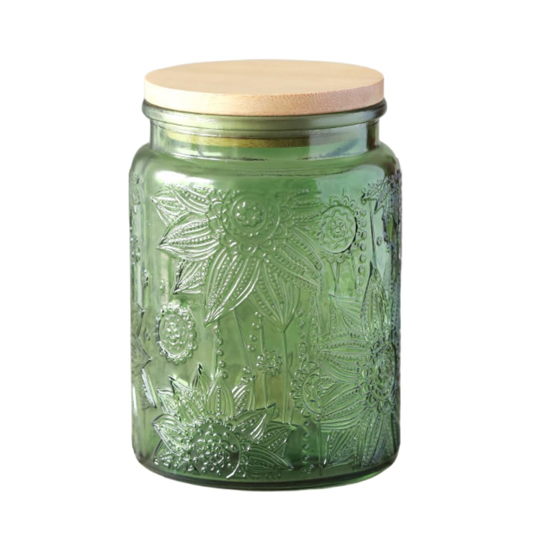 ANSQU Vintage Glass Jar, Easter. Candy Jar with Lid, 700ml Vintage Colored Mason Jar for Kitchen Decorative Jar for Coffee Tea Candy Cookies, Cute Jar (Green, 1 Pack)