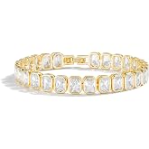 Pearich 14K Gold Filled Tennis Bracelets for Women, Bezel CZ Bracelet | Simulated Diamonds Princess, Round,Marquise , Pear, Emerald Cut Stones, Valentines Day Wedding Jewelry for Brides