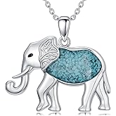 Cargari Animal Necklace 925 Sterling Silver Turquoise Horse/Phoenix/Bison/Elephant Pendant Necklace Gifts for Women Men