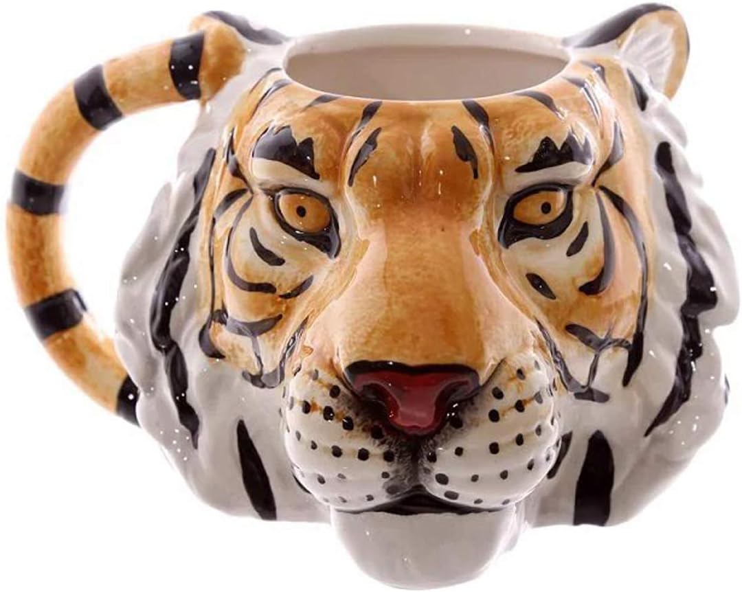 BonZeaL Animal Mug Tiger Mug 3D Coffee Mugs Teacups Birthday Gifts for Children Kids Boy Girl Gifts for Christmas New Year Quirky Gifts for Brother Sister Niece Nephew Friend Coworker 500ML