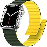 Anlinser Magnetic Bands Compatible with Apple Watch Band 49/46/45 44/42/41/40/38mm, Women Men Double Side Reversible Strap for iWatch Ultra 3-1 Series 11/10/9/8/7-1 SE(49/46/45/44/42,Green/Yellow)