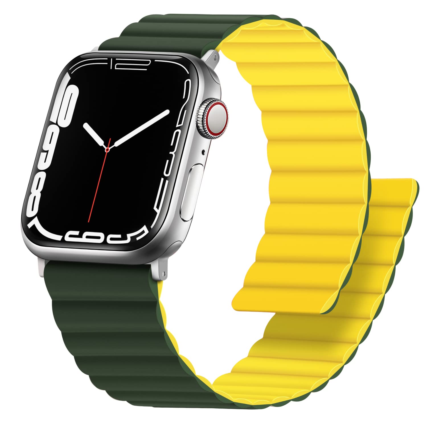 Anlinser Magnetic Straps Compatible with Apple Watch Strap 49mm 46mm 45mm 44mm 42mm 41mm 40mm, Double Side Reversible Band for iWatch Ultra 3/2/1 Series 11/10/9/8/7/6/SE (42/41/40/38, Green/Yellow) — image 1
