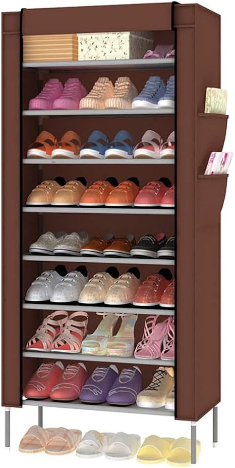 Amazon 不織布靴ラック 防塵カバー付きクローゼット靴収納キャビネット 折り畳み式の耐久性のある金属棚 玄関の廊下のクローゼットに最適 シューズホルダー オンライン通販