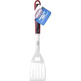 Kingsford Stainless Steel BBQ Grill Spatula, Red &amp; Black Handle | Wide beveled blade slides under burgers and fish, comfortable grip with hanging loop