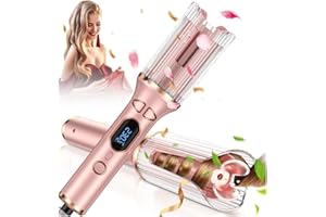 DUOMISHU Automatic Curling Iron, Auto Curling Wand with 1 inch Large Ceramic Barrel [Lasting Styling | Auto Shut Off] Dual Voltage Hair Curler w/ 4 Temps & Timer, Auto Rotating Wave Curling Iron Hot Tools