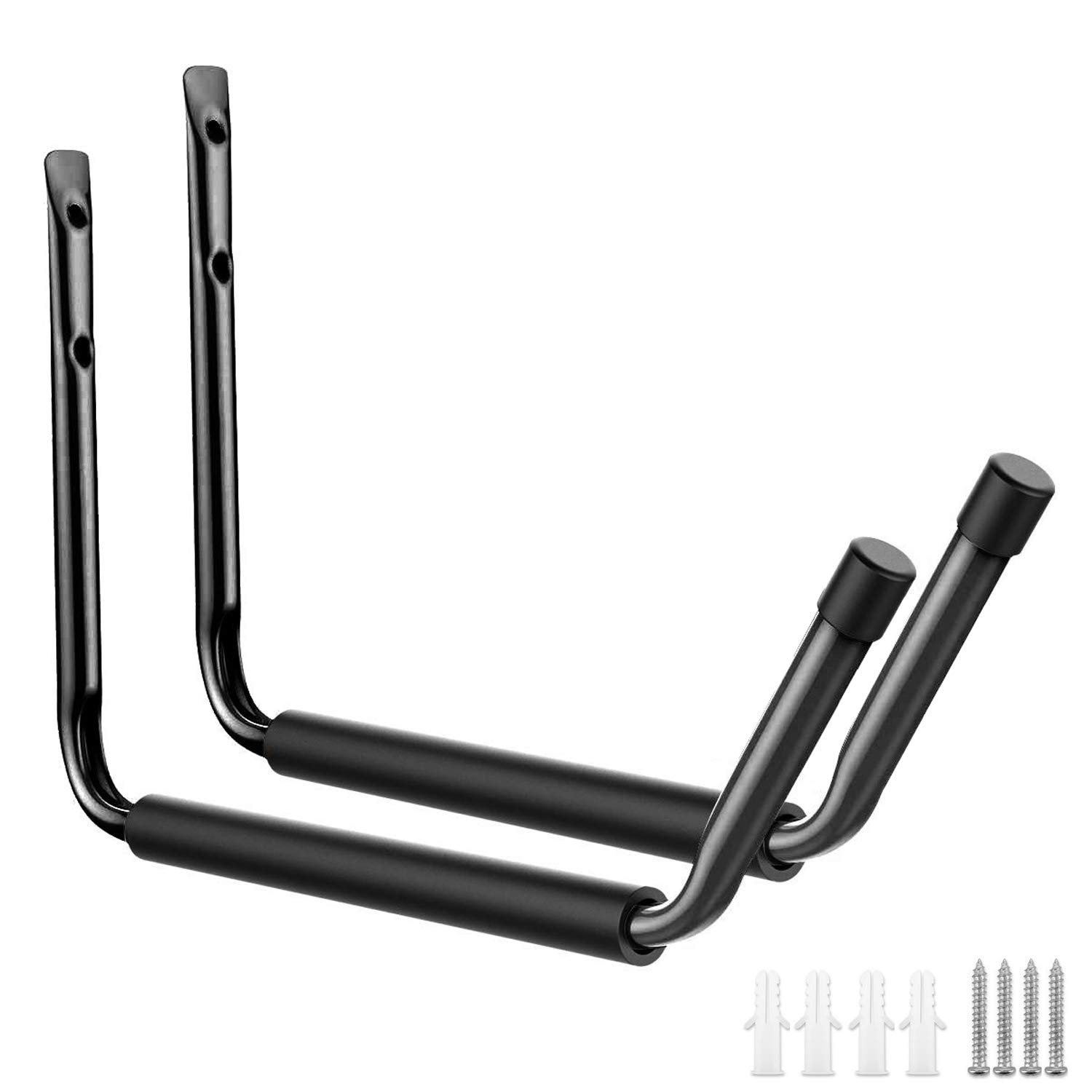 Photo 1 of Heavy Duty Garage Indoor Kayak Storage Hooks Hanger, Wall Mounted Utility Hanging Cradle Rack for Canoe Paddleboard, Surfboard,Snowboard,Skiboard, Ladder, Chairs, Bicycle and Tools(2 Pack, Black)