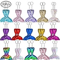 Hicdaw 30PCS Keychain for Mermaid Tail - Party Favors for Mermaid Reversible Sequins Keychain Decoration for Bag Party Favors for Kid Adult