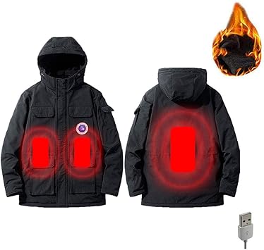 Amazon Co Jp メンズスキージャケット Usb充電ヒートコート 防水ウィンドブレーカーと ウェアラブルアウターウェア スノーマウンテン冬 旅行用暖かい服アウトドアスポーツライディング自転車 スポーツ アウトドア