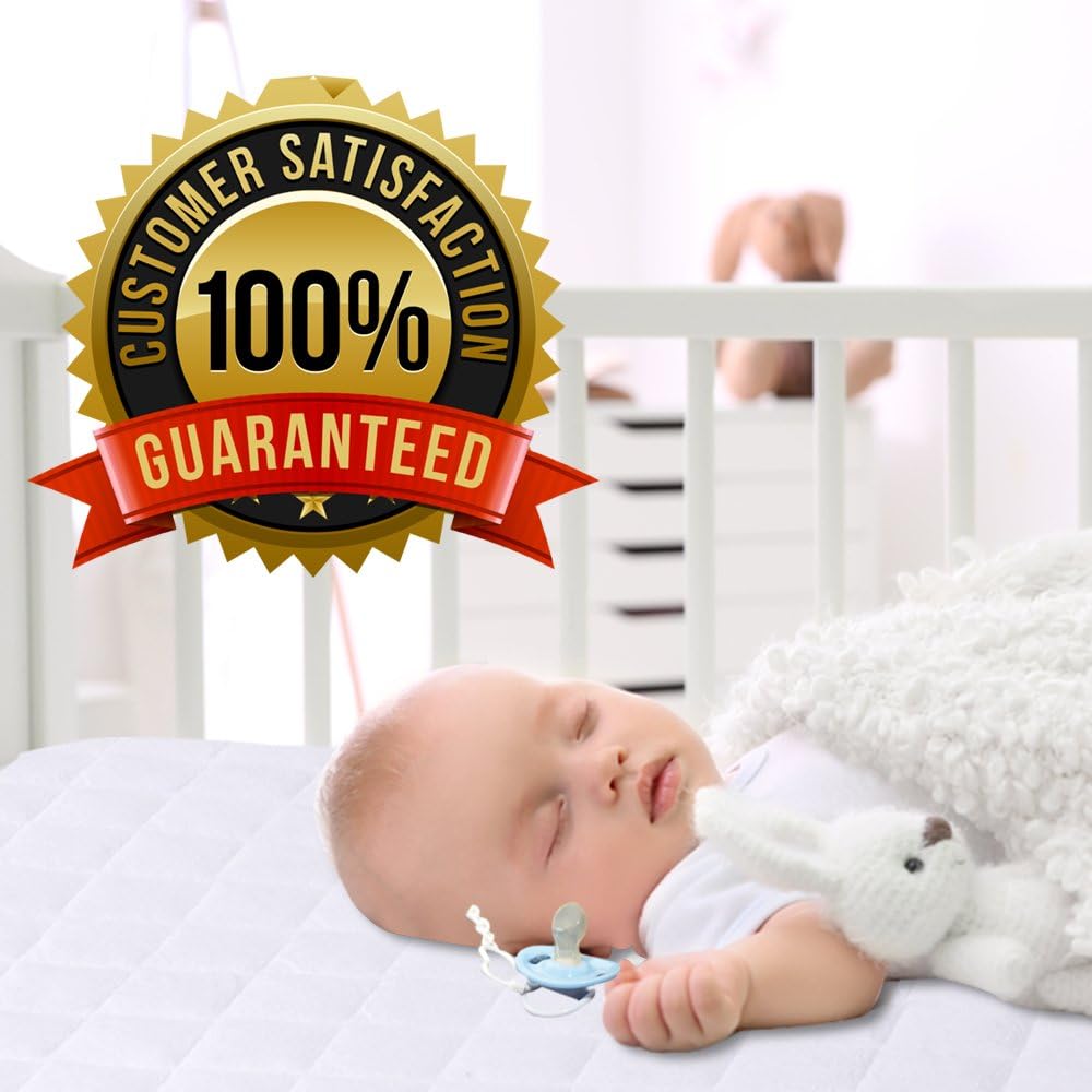 PlushDeluxe Crib Mattress Protector 100% Waterproof, Hypoallergenic, Without Vinyl – Bamboo Quilted Ultra Soft White Terry Fitted Sheet Style: Home & Kitchen