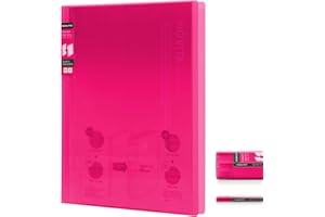 Kokuyo 20-Pocket Binder with Plastic Sleeves 8.5"x11" (Pink), A4 and US Letter Expandable Art Portfolio Folder with Clear She