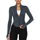 Waitfairy Workout Jackets for Woman Slim Fit Cropped Athletic Jacket Women Lightweight Zip Up Jacket for Yoga Gym Running