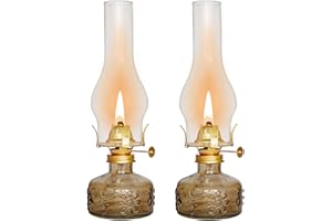 GXFCCYXT 2 Pcs Chamber Oil Lamp Brown Vintage Glass Clear Kerosene Lamp Indoor Decorative Hurricane Lamp Oil Lamps for Indoor Use or Tabletop Decor and Emergency Lighting