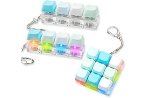 GLIGING 3 Pcs Keyboard Fidget Toy for Adults, Cute Cat Loud Clicky Fidget Toy with LED Lights, Stress Relief Fidget Clicker Keyboard Keychain for Adults Relieve Stress and Anxiety, Blue