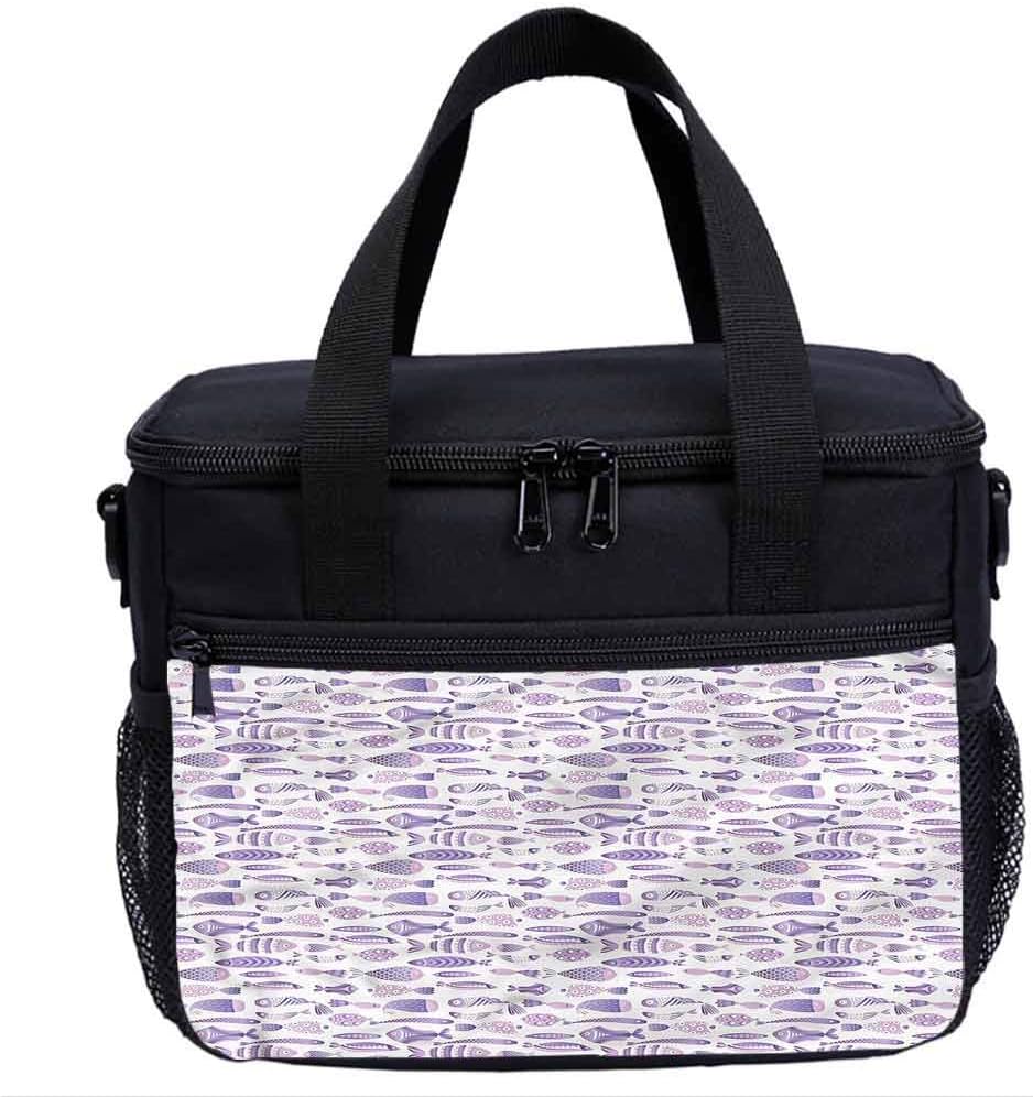 Underwater Insulated Lunch Boxes Bag,Cute Fish Characters Lunch Bag for Kids