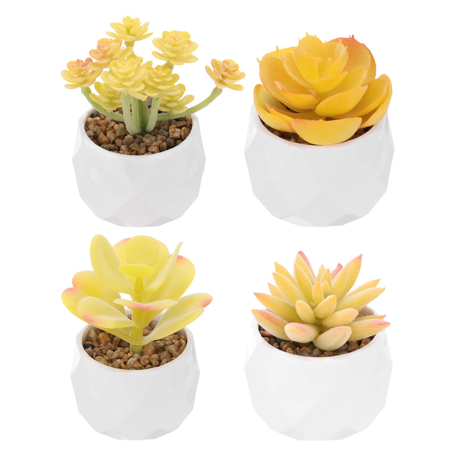 PATIKIL Artificial Succulents Set, 4Pcs Artificial Succulents Plant Fake Faux Flower in Pots for Garden Home Desk Decorations Arrangement Craft, Orange