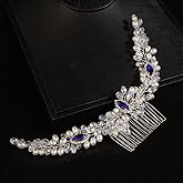 JWICOS Wedding Bridal Pearl Hair Comb for Women and Girls Blue Hair Accessories for Brides and Bridesmaid Wedding Hair Piece