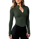 AVGO Women's Workout Jacket Lightweight Zip Up Cropped Yoga Jackets Slim Fit Athletic Tops with Thumb Holes