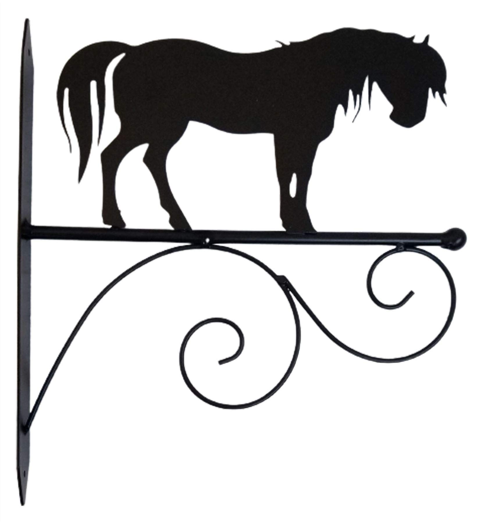 SK Style Horse Wall Bracket - Metal Hanging Bracket Black Silhouette Animal Design