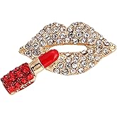 Lips Brooch Scarf Pin Red Brooches for Women Shawl Pin Miss Rhinestones Hot Drill Corsage Women Dress Hats Clothes