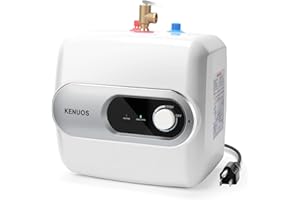 KENUOS 4 Gallon Water Heater Under Sink Instant Hot Water Heaters 1500W 110V 120V Mini Tank,Under Counter Water Heater with T&P Vavle 1/2" NPT for Kitchen,Bathroom,Camper,RV,Grey