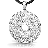 925 Sterling Silver Mandala Chakra Necklace - Filigree Boho Pendant with Chain 20"- Sacred Geometry Esoteric Amulet - Hippie Namaste Yoga Jewelry for Women - Handmade