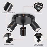 Ketom Rotatable 3 Way Black GU10 Ceiling Spotlight Round Chasis view 5
