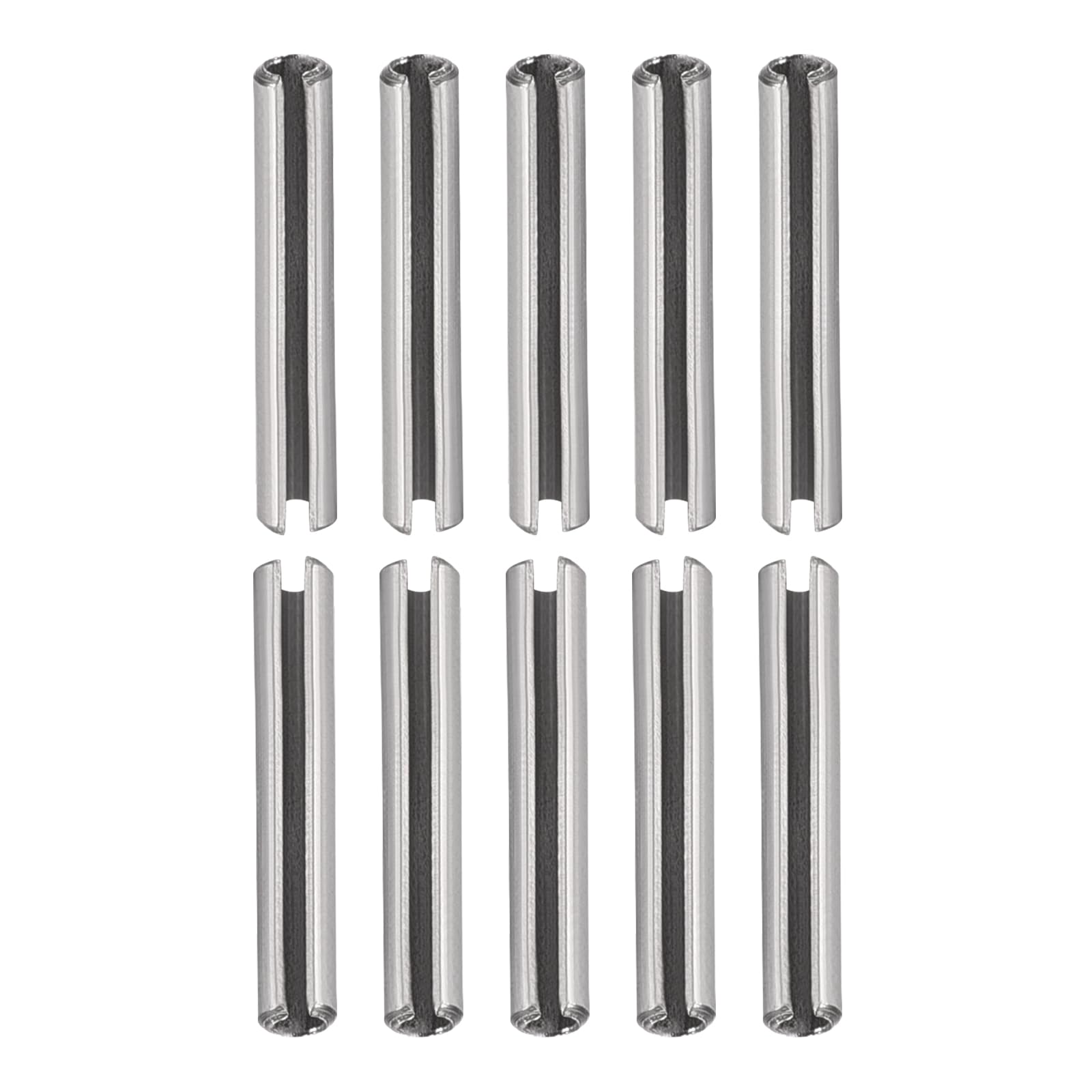 DTGN 2mmx16mm(DxL) Slotted Spring Pin - 50Pack - Good for Home Machine Fastener - 304 Stainless Steel Spring Dowel Tension Roll Pin - Silver