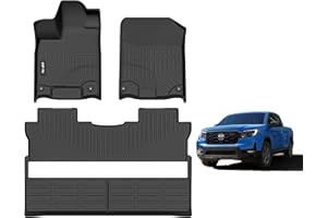 AIPOIL® Floor Mats for Honda Ridgeline 2017-2024 2025 Fits 1st & 2nd Row TPE All Weather Anti-Slip Floor Liners Full Set Custom Car Mats Accessories, Black